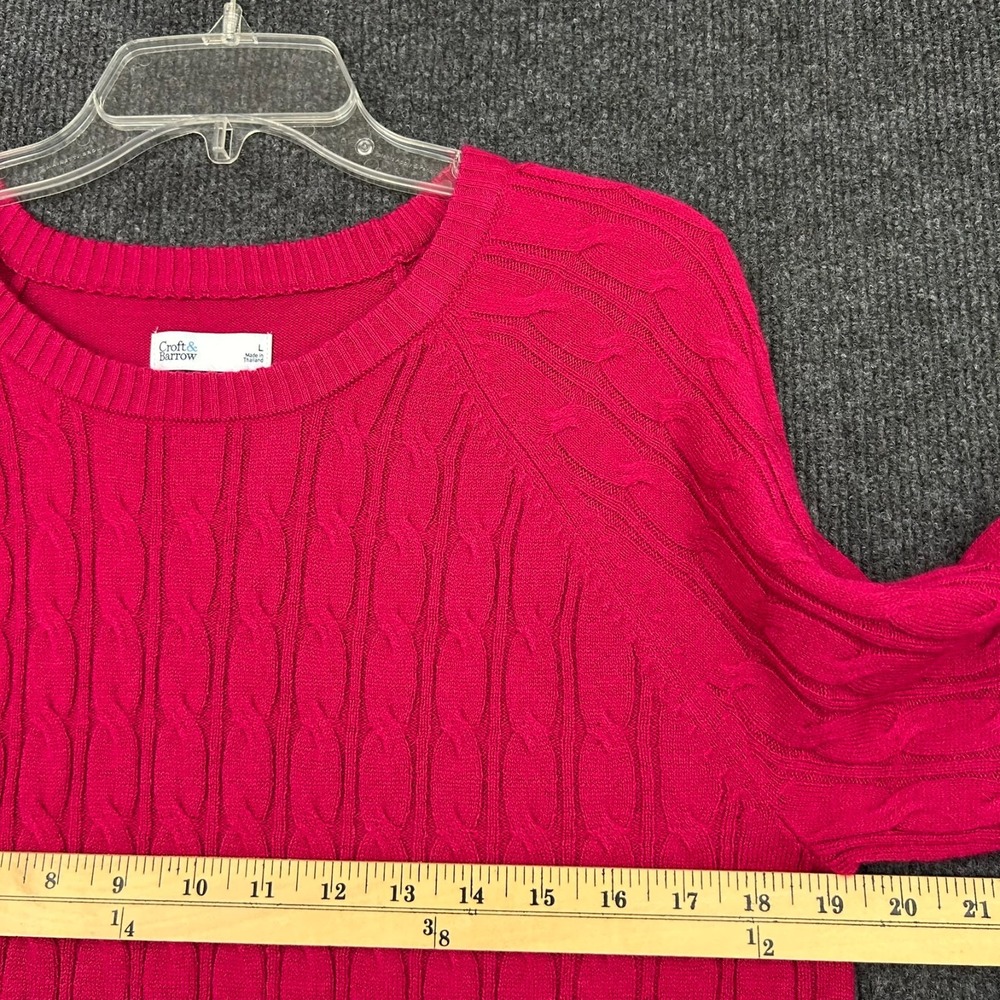 Lot of 2 - Croft & Barrow Women's L Sweaters Cable Knit Long Sleeve Blue Pink - Picture 15 of 16